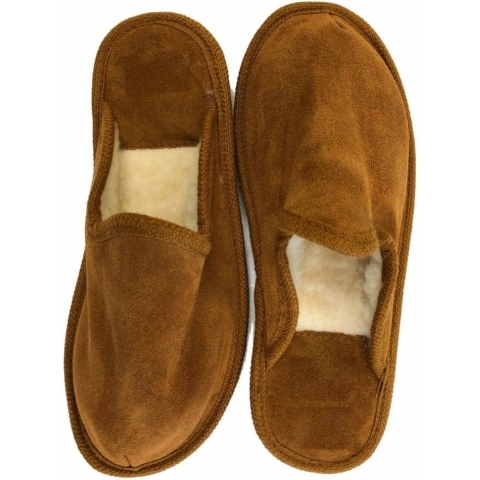 Bernardino - heren slippers - pantoffels - wollen - bruin - Gevoerd 42 -