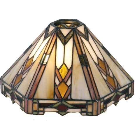 Clayre & Eef Lampenkap Tiffany 26x22x15 cm Beige Bruin Glas Driehoek