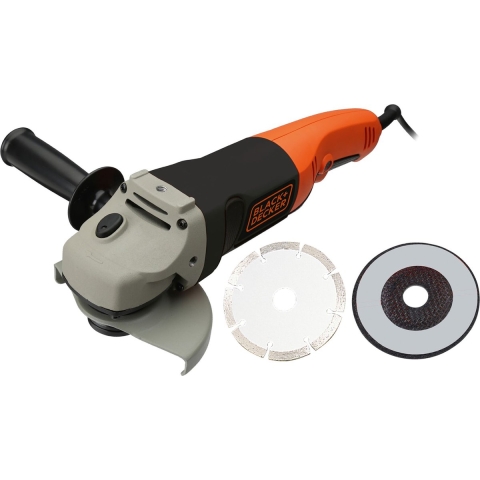 BLACK+DECKER KG1202K 1200W 125mm haakse slijper | 125mm beschermkap | Zijhandgreep | In koffer - KG1202K-QS