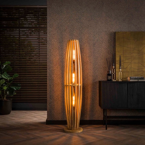 Fraaai Stevie vloerlamp 3L orbit L - massief mango naturel
