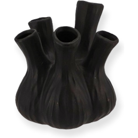 DK Design vaas Aglio - tulpenvaas - mat zwart - D17 x H20 cm