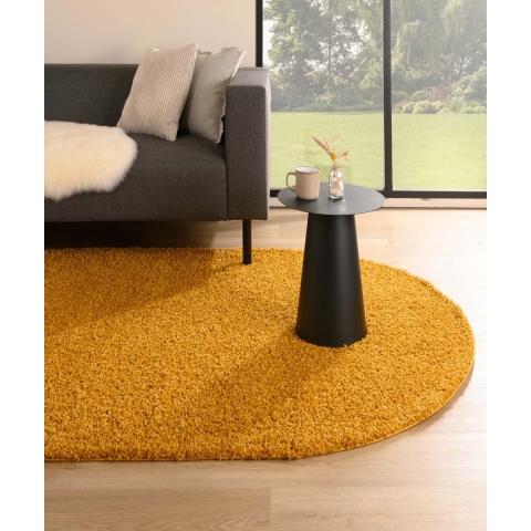 Tapeso Ovaal hoogpolig vloerkleed shaggy Trend effen - okergeel -