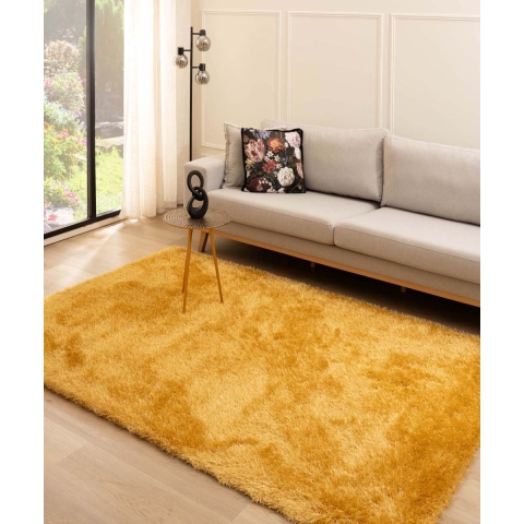 Tapeso Hoogpolig vloerkleed velvet - Posh goud - 140x200 cm