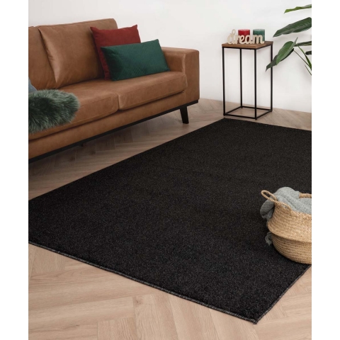 Tapeso Vierkant vloerkleed Fine - antraciet - 200x200 cm