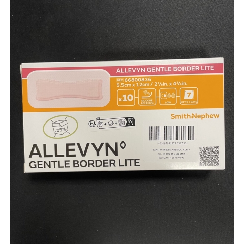 Allevyn Gentle Border Lite 5,5 x 12 cm | 10 stuks