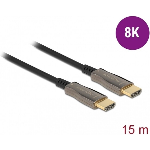 Delock 84037 HDMI-kabel HDMI Aansluitkabel HDMI-A-stekker 15 m Zwart 8K UHD, Vergulde steekcontacten