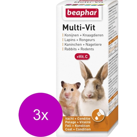3x Beaphar Multi-Vit Konijn&Knaagdier 50 ml