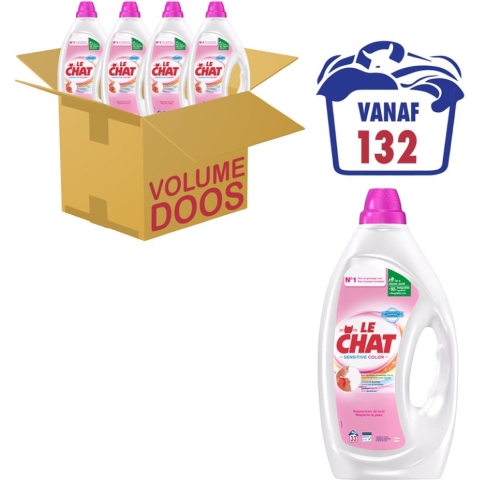 4x Le Chat Vloeibaar Wasmiddel Sensitive Color 33 wasbeurten 1,485 liter