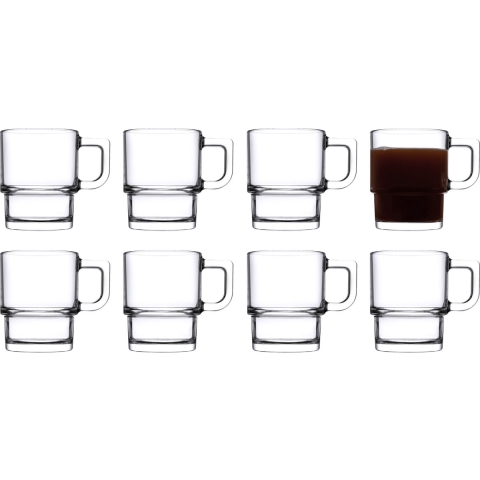 Pasabahce Koffie/thee glazen Cameron - set 8x stuks - transparant glas - 320 ml -