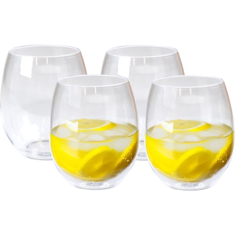 Drinkglas - 12x - transparant - onbreekbaar kunststof - 390 ml -