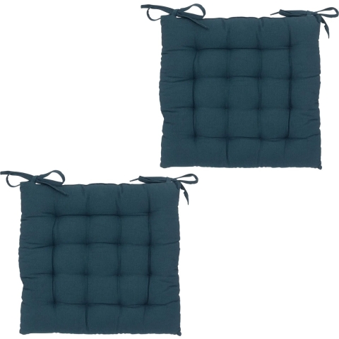 Atmosphera Stoelkussen - 4x - donkerblauw - katoen - 38 x 6 cm - zitkussen -