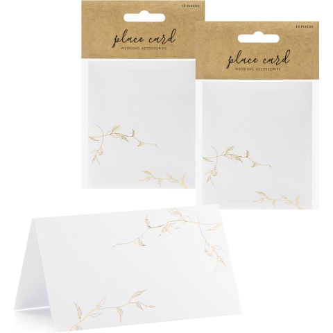 Naamkaartjes/plaatskaartjes Nature - Bruiloft - wit/goud - 100x stuks - 10 x 6 cm -