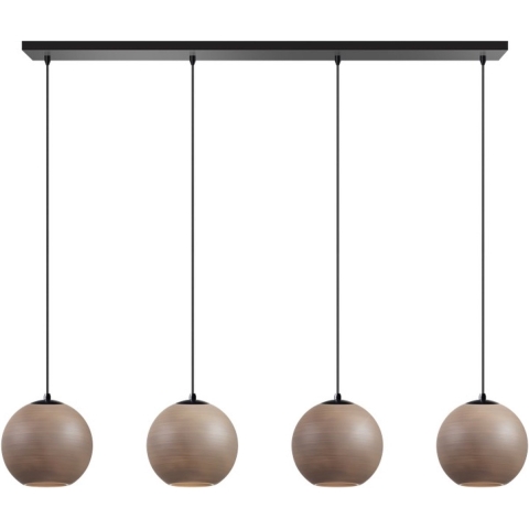 ETH Orb balk hanglamp 4x E27 Taupe|grijs glas 25cm | zwart