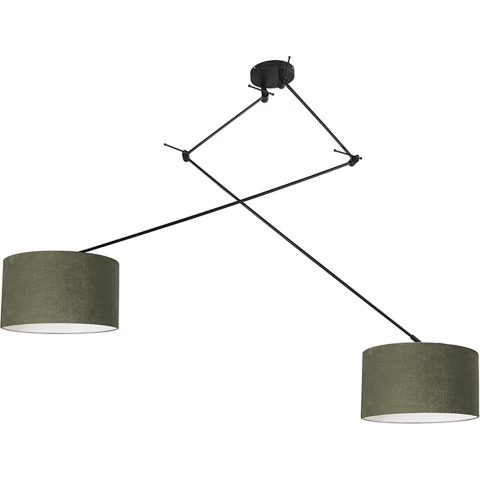 QAZQA Smart hanglamp zwart met kap 35 cm groen incl. 2 Wifi A60 -