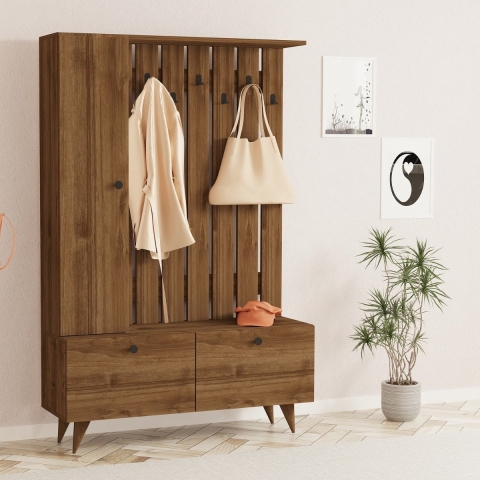 Giga Meubel - Garderobemeubel Melamine Walnoot - 112x35x170cm - Lala
