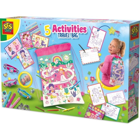SES Creative - Reisactiviteiten in Rugzak - 5 Activiteiten - SES Creative - OneSize - Creatieve Speelset