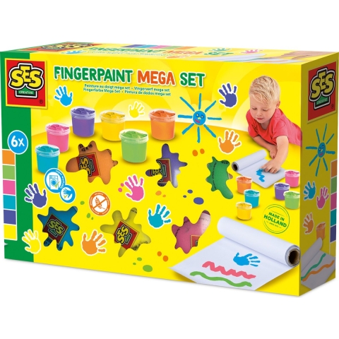 SES Creative - Vingerverf Megaset - 6x110ml - SES Creative - OneSize - Creatieve Speelset