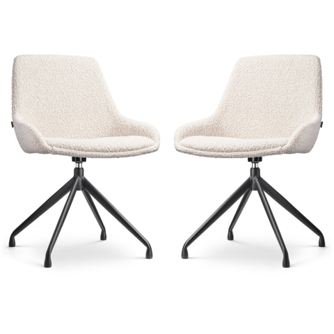 Nolon Nola-Isa Draaiabre Eetkamerstoelen Bouclé Beige - Zwart - 2x