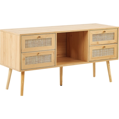 Beliani - PEROTE - TV-meubel - Lichte houtkleur - Rotan