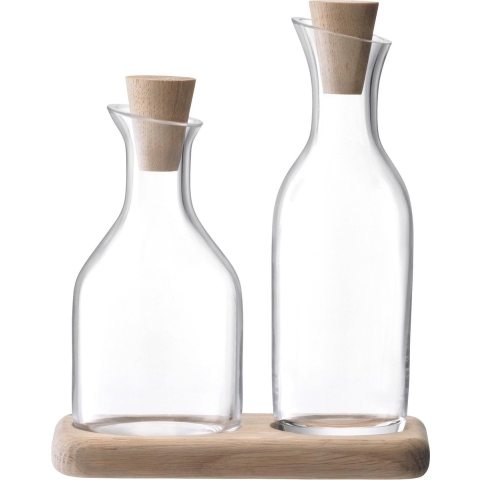 L.S.A. Serve Karaf Set met Dienblad Set van 2 Stuks