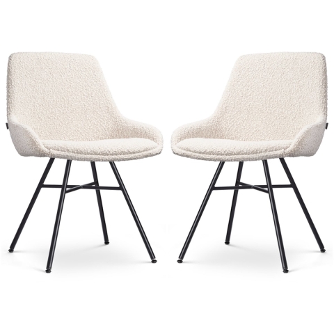 Nolon Noa-Isa Eetkamerstoelen Set van 2 - Bouclé Beige - Zwart