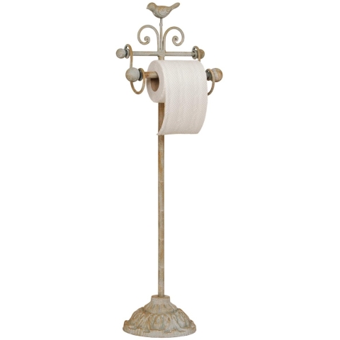Clayre & Eef WC Rol houder 22x10x69 cm Beige Ijzer Vogel