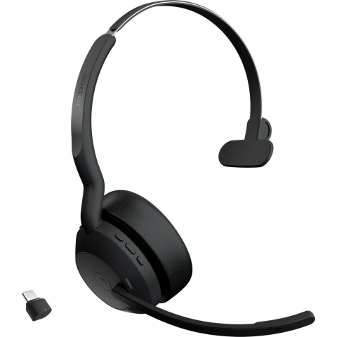 Jabra Evolve2 55 MS On Ear headset Telefoon Bluetooth Mono Zwart Noise Cancelling, Ruisonderdrukking (microfoon) Headset, Mono