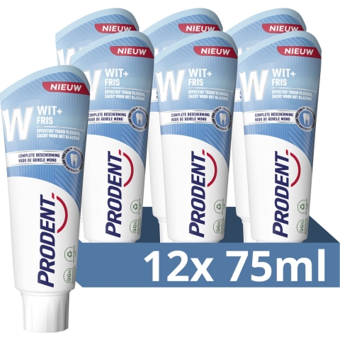 12x Prodent Tandpasta Wit + Fris 75 ml