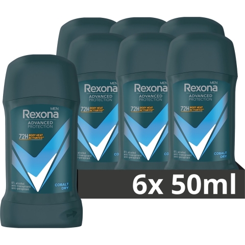 6x Rexona Men Deodorant Stick Advanced Protection Cobalt Dry 50 ml