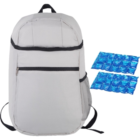 Koeltas rugtas/rugzak grijs met 2 stuks flexibele koelelementen 16 liter -