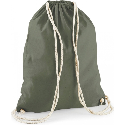 10x stuks sport gymtas olijf groen met rijgkoord 46 x 37 cm van katoen -