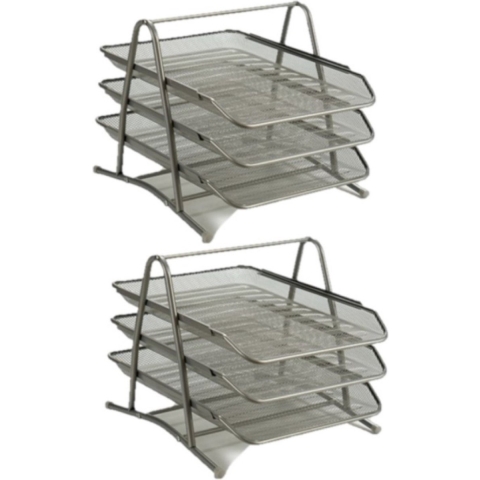 2x stuks brievenbakjes/postbakjes metaal grijs A4 formaat -