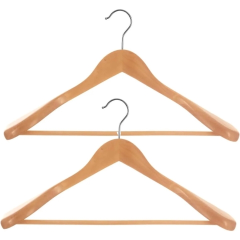 Set van 6x stuks houten kledinghangers breed 45 x 24 cm -