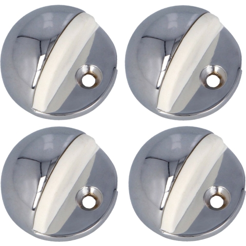 AMIG Deurstopper/deurbuffer - 4x - D45mm - inclusief schroeven - verchroomd -