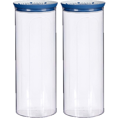 4x stuks kunststof voorraadpot/bewaarpot transparant met deksel L12 x B12 x H28 cm - 2200 ML -