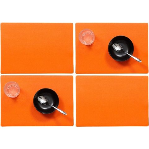 Wicotex luxe Placemats Plain - Set van 10x stuks - oranje - 43 x 30 cm - Met anti slip laag - Teflon -