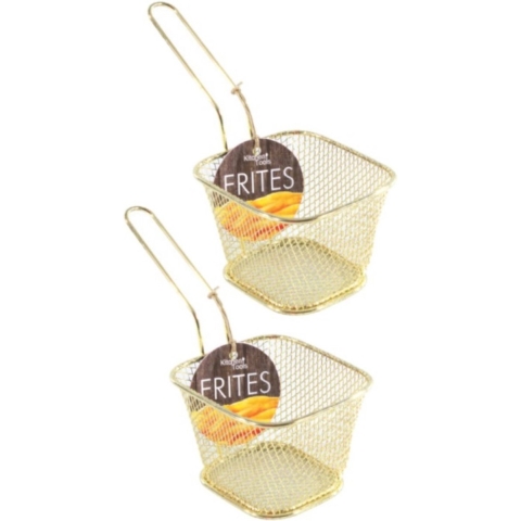 8x stuks gouden patat/snack serveermandjes/frietmandjes 10 cm -
