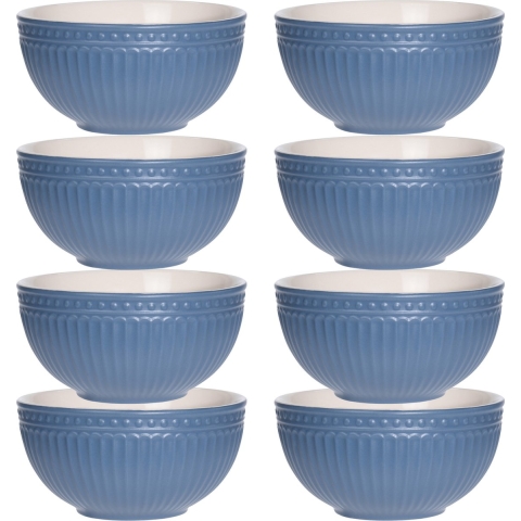 Soepkommen/serveer schaaltjes - 8x - Roman Style - keramiek - D14 x H7 cm - nacht blauw - Stapelbaar -