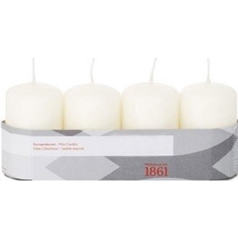 Cilinderkaarsen/stompkaarsen - set 16x - ivoorwit - 5 x 8 cm - 18 branduren -
