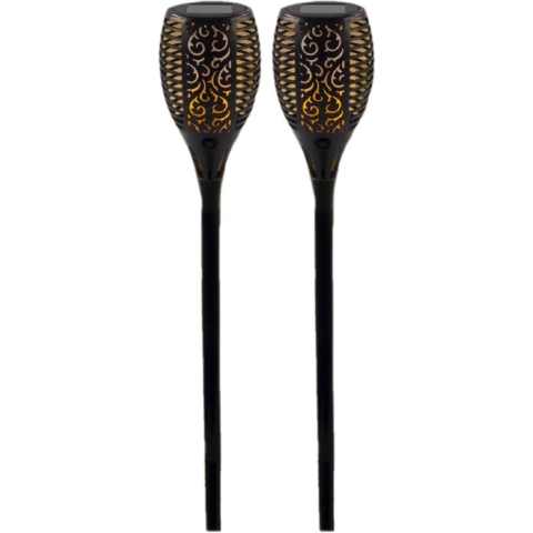 Set van 4x stuks solar tuinlampen/fakkels met vlameffect op zonne-energie 78 cm -