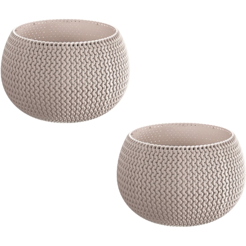 4x Stuks ronde taupe kunststof Splofy bloempotten/plantenpotten 4 liter -