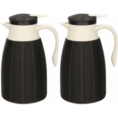 8x Zwarte koffiekan/isoleerkan 1 liter -