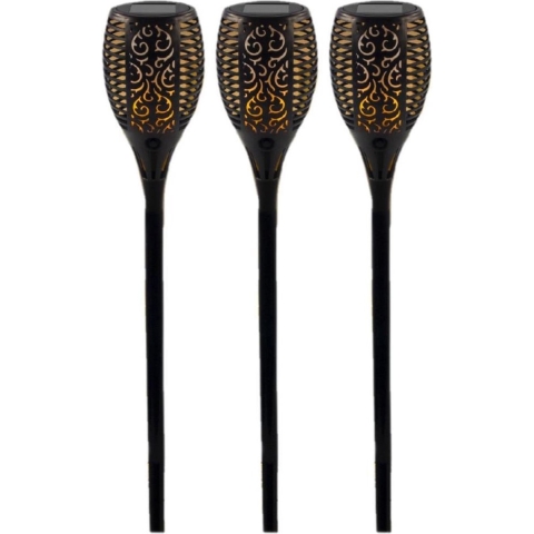Set van 6x stuks solar tuinlampen/fakkels met vlameffect op zonne-energie 78 cm -