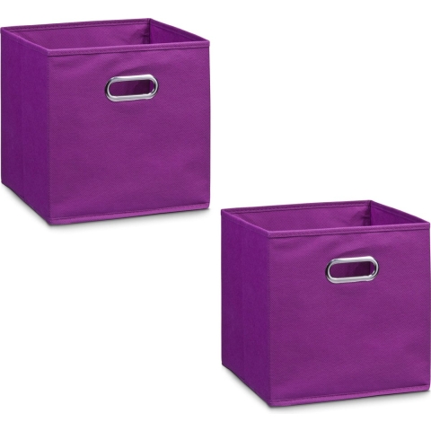 4x Paarse opbergmanden/kastmanden 32 x 32 cm -