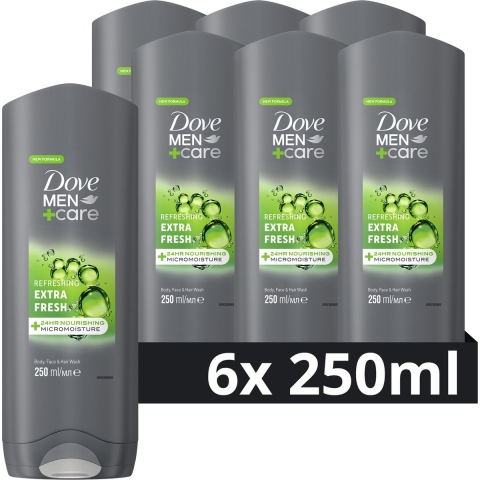6x Dove Douchegel Men+ Care Extra Fresh 250 ml