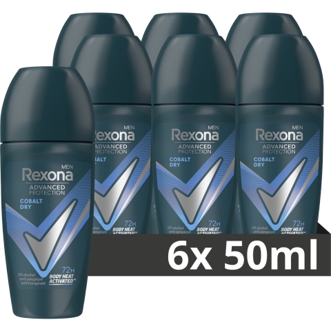 6x Rexona Men Deodorant Roller Advanced Protection Dry Cobalt 50 ml