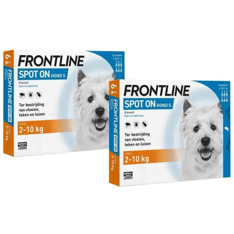 2x Frontline Spot On Anti Vlooien en Teken Druppels Hond 2 - 10 kg 6 pipetten