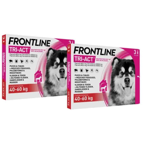 2x Frontline Tri-Act Anti Vlooien en Teken Druppels XL 3 pipetten