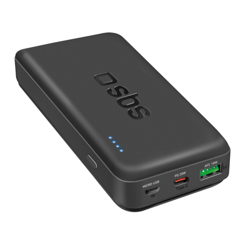 Sbs Mobile 1xusb-a & 1xusb-c 20000mah 10w Powerbank Zwart