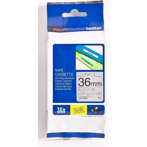 Brother TZe-M961 Labeltape metallic Tapekleur: Zilver (mat) Tekstkleur: Zwart 36 mm 8 m